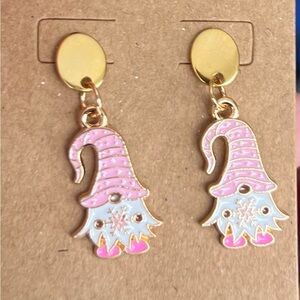 Pink and Gold Gnome Earrings